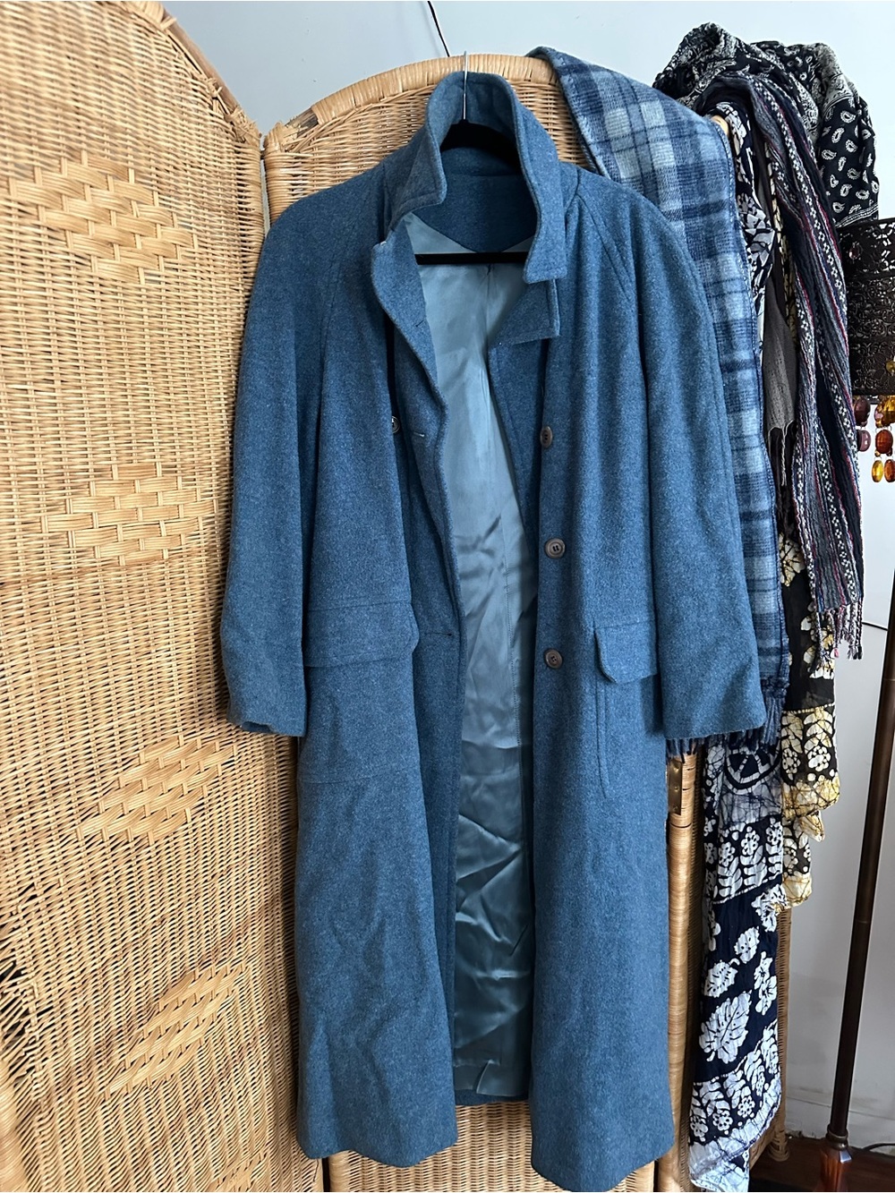 Long  Wool Overcoat in Blue